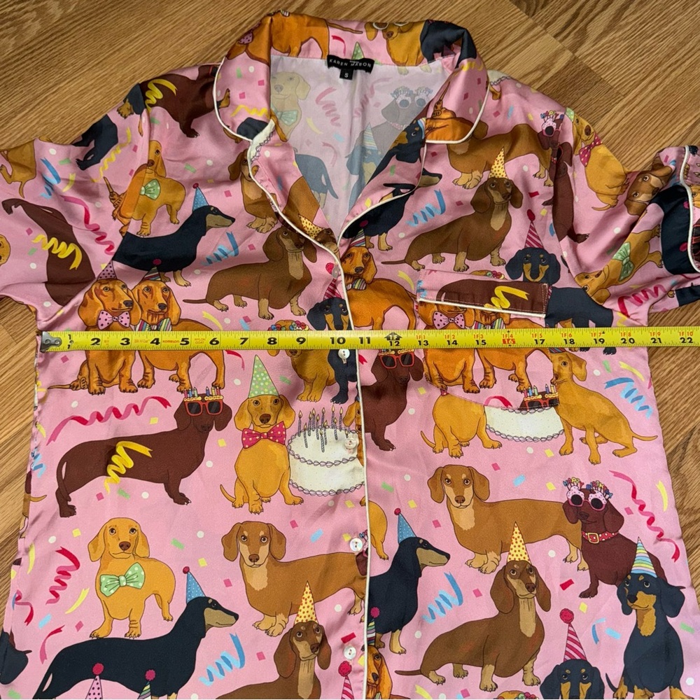 Anthropologie Karen Mabon Button Up short sleeve Birthday Dog Pyjama Top Small‎ - Picture 5 of 8